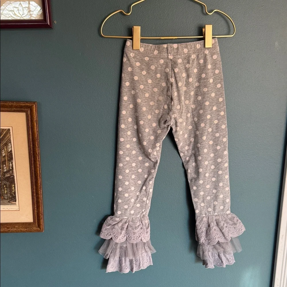 Matilda Jane Light Gray Polka Dot Ruffle Leggings